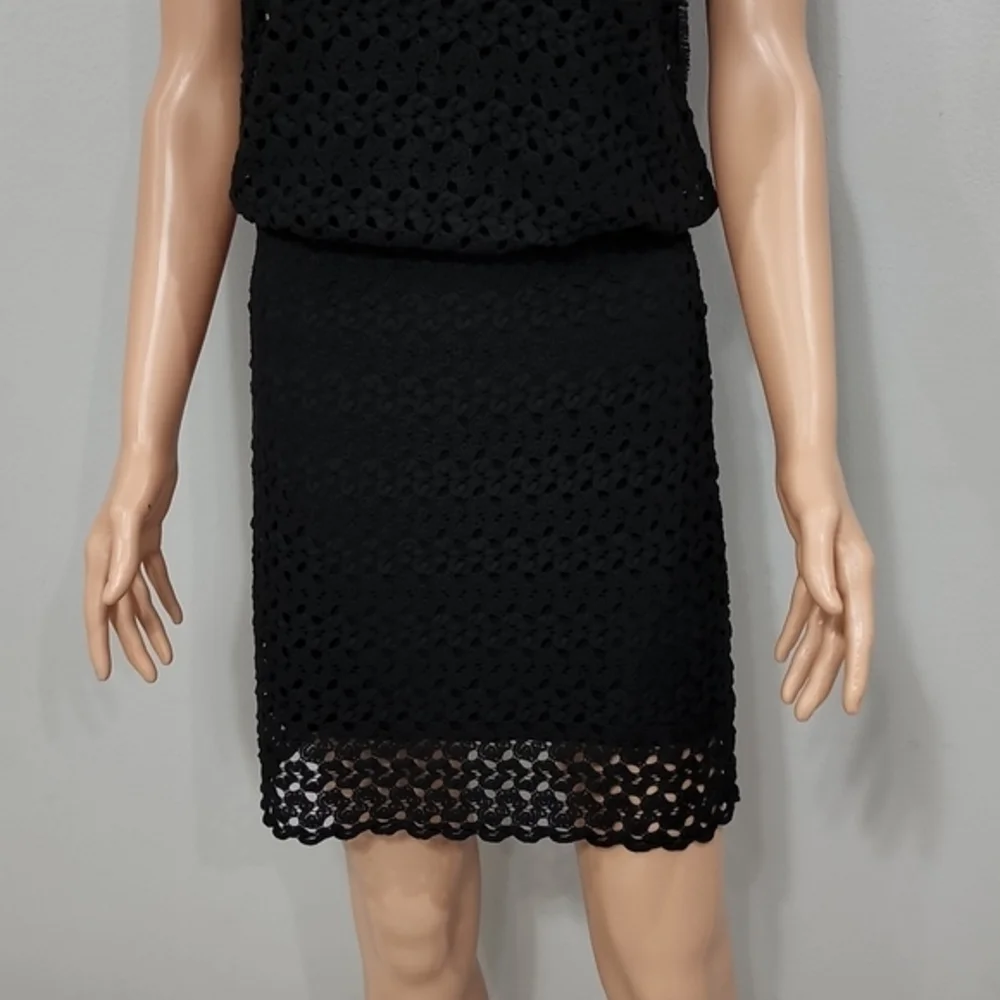 Free People Crochet Dress Size‎ S Black Sleeveless Lined Keyhole Back Womens
